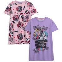Monster High Girl's Multi-Pack of 2 Short Sleeve Nightdress | Pink | Official Merch | Size: 4-5 Years