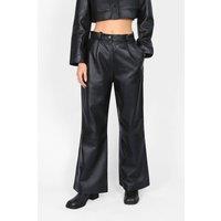 Bolongaro Trevor Men's Leather Jasmine Wide Leg Trousers in Black | Size: Small