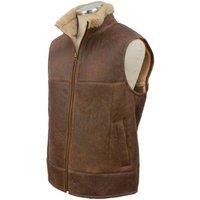 SNUGRUGS Men's Traditional Full Sheepskin Aviator Finish Gilet in Chocolate | Size: 54R