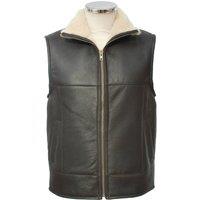 SNUGRUGS Men's Traditional Full Sheepskin Aviator Finish Gilet in Dark Brown | Size: 40R
