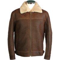 SNUGRUGS Men's Traditional Full Sheepskin Aviator Flying Jacket in Chocolate | Size: 46R