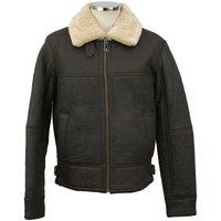 SNUGRUGS Men's Traditional Full Sheepskin Aviator Flying Jacket in Dark Brown | Size: 40R
