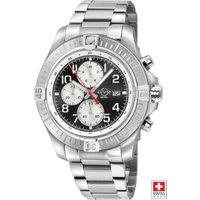GV2 Men's T38, Swiss Quartz Watch, Black Dial, 316L Stainless Steel, & Sapphire Crystal in Silver
