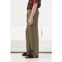 Giesto Men's High Waist Pleated Straight Leg Trousers in Khaki | Size: Medium