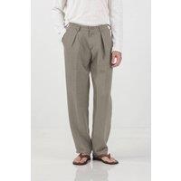 Giesto Men's High Waist Pleated Tailored Trousers in Khaki | Size: Medium