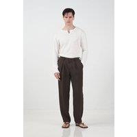 Giesto Men's Straight Leg Pleated Trousers in Chocolate | Size: Medium
