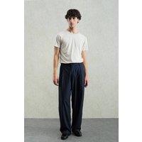 Giesto Men's Pleated Striped Gabardine Pants in Navy | Size: Medium