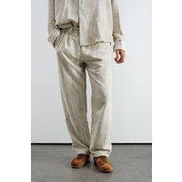 Giesto Men's Textured Pleated Straight Leg Pants in Beige | Size: Medium