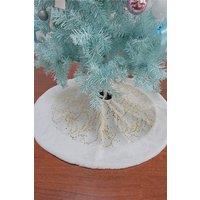 Hot Stamping Diagonal Plush Christmas Tree Skirt in White