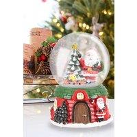Living and Home Santa Claus Glowing Musical Crystal Ball Christmas Glass Ornament in Red