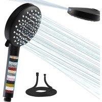 Resmo Water Saving Black Shower Head with 7 Jets & Filter