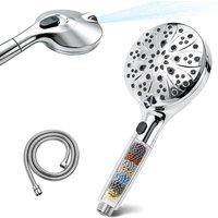Resmo High-Pressure Handheld Shower Head with Jet Spray Button in Silver
