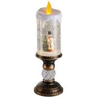 Living and Home Christmas LED Snowfall Crystal Candle Lamp Snowman Decoration, Battery Operated