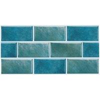 Living and Home 20Pcs Self-Adhesive Brick Effect Wall Tile Splashback Subway Tile in Blue