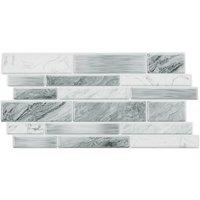 Living and Home 20Pcs Peel and Stick Marble Effect Mosaic Wall Sticker Splashback Tile in Light Grey