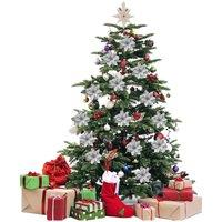 Living and Home 24Pcs Silver Glitter Flower Shape Christmas Hanging Ornaments Party Decorating Supplies