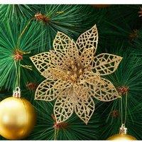 Living and Home 30PCS Gold Flower Shape Christmas Hanging Ornaments Decorating Supplies