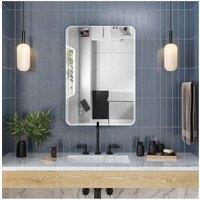 Living and Home Modern Beveled Edge Frameless Rounded Rectangle Wall Mirror in Silver | Size: Small