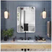 Living and Home Modern Beveled Edge Frameless Rounded Rectangle Wall Mirror in Silver | Size: Medium