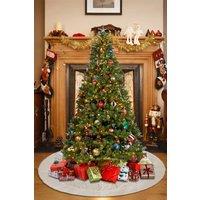 Living and Home Hot Stamping Golden Twig Plush Christmas Tree Skirt in White