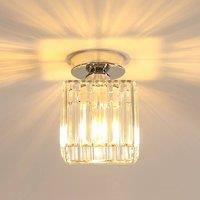 Pheashine Chrome Square Crystal Flush Ceiling Light E27, Bulb Not Included in Silver