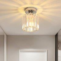 Pheashine Chrome Cylinder Crystal Flush Ceiling Light E27, Bulb Not Included in Silver