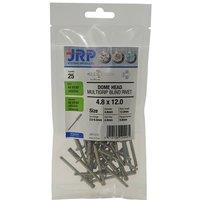 JRP Riveting Products 4.8 x 12mm Dome Head Rivets Bag of 25 in Silver