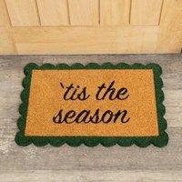 Melody Maison Green & Natural Coir Tis The Season Door Mat - 40cm X 60cm in Bottle Green | Size: 40 cm X 60 cm