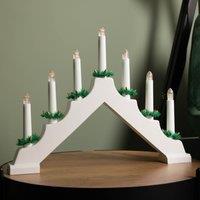 Samuel Alexander 41cm Battery Operated Light up White Christmas Candle Bridge with 7 Warm White LEDs