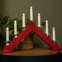 Samuel Alexander 41cm Battery Operated Light up Red Plastic Christmas Candle Bridge with 7 Warm White LEDs