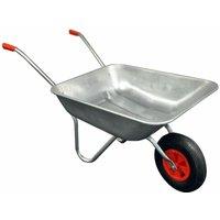 Gr8 Garden Heavy Duty Wheelbarrow 65l Litre Galvanised Steel Outdoor Wheel Barrow Pneumatic in Silver