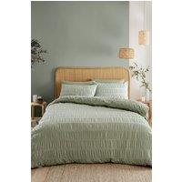 Catherine Lansfield Seersucker Duvet Cover Set in Green | Size: King