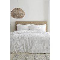 Catherine Lansfield Seersucker Duvet Cover Set in White | Size: King