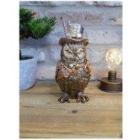Gifts Direct 2 U Steampunk Owl Ornament resin vintage bronze-effect decorative figurine in Gold