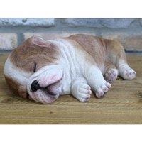 Gifts Direct 2 U Sleeping English Bulldog Puppy Ornament, Realistic Resin Sculpture in Brown