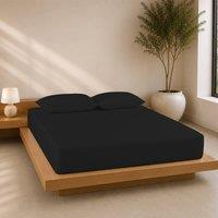 Lazzaro Home Exclusive Microfiber Fitted Sheets 40cm Extra Deep Pocket in Black | Size: Super King
