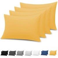 Pamposh Double Brushed Microfibre Pillowcases 4 Pack in Gold | Size: Standard Pillow Case