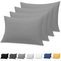 Pamposh Double Brushed Microfibre Pillowcases 4 Pack in Grey | Size: Standard Pillow Case