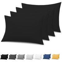Pamposh Double Brushed Microfibre Pillowcases 4 Pack in Black | Size: Standard Pillow Case