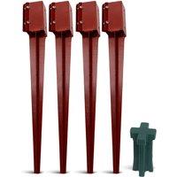 Novecrafto Steel Fence Post Spikes with Driving Tool Fence Post Repair & Garden Post Support(4Pcs) in Brown