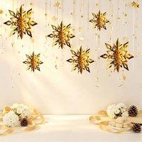Lovii 6PCS 3D Snowflake Hanging Decorations Christmas Winter Party Gold
