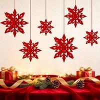 Lovii 6PCS 3D Snowflake Hanging Decorations Christmas Winter Party Red