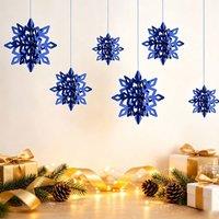 Lovii 6PCS 3D Snowflake Hanging Decorations Christmas Winter Party Blue
