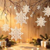 Lovii 6PCS 3D Snowflake Hanging Decorations Christmas Winter Party White
