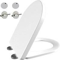 FORGEVIO D Type- Toilet Lid Square Soft Close Toilet Seat in White | Size: 180 cm width x 180 cm drop