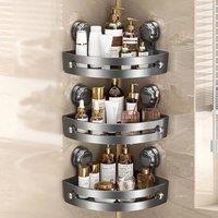 Kelvenix 3X Bathroom Wall Corner Shelf Rack Shower Shelf in Grey