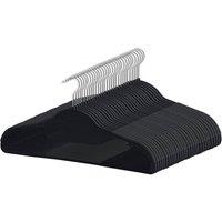 NESTLUNE Black Pack of 30 Strong Plastic Coat Hangers Adults | Size: 100 cm x 15 cm