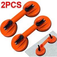 NESTLUNE Pack of 2 Dual Suction Cup Pad Lifter Sucker Plate Glass Tile in Orange | Size: 10000mm x 520mm