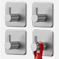 Kelvenix 4Pcs Self Adhesive Hooks Stick On Wall Door Hooks in Silver | Size: 600mm