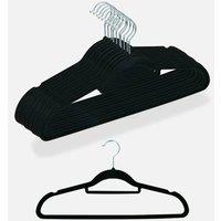 EONLION 20X Coat Clothes Clothing Hangers Non Slip Flocked Trouser Hangers in Black | Size: 100 cm